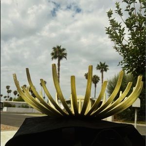 NWT ZGallerie 20" Gold Metal bowl.